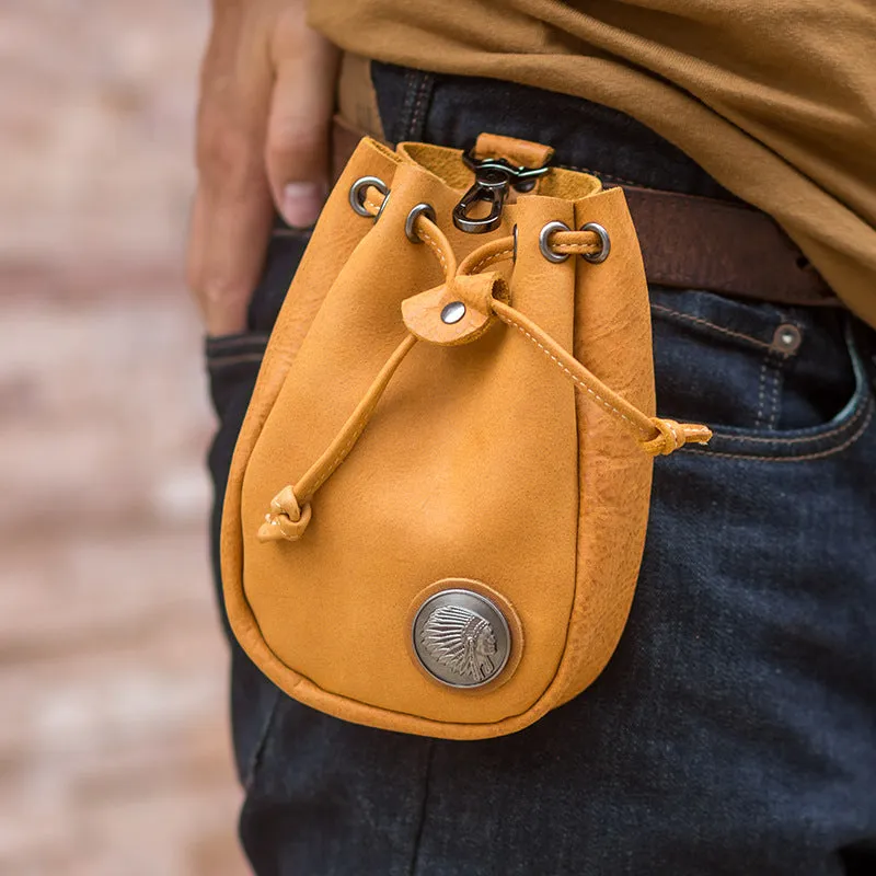 Vintage Cowhide Leather Pouch Bag