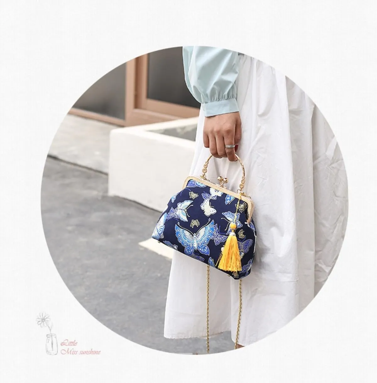 Vintage Evening Chain Handbag with Embroidered for Women Chinese Purse Crossbody Evening clutch bag
