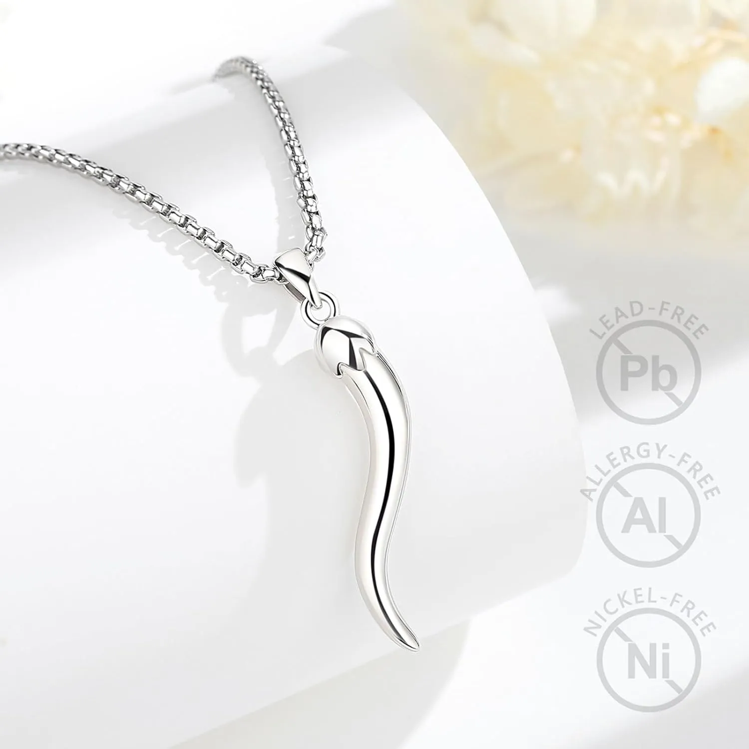 Vito 925 Sterling Silver Cornicello Necklace for Women Men, 18K Gold Plated Italian Horn Pendant Lucky Pepper Necklaces Protection Amulet Jewelry Gift for Mom, 24"