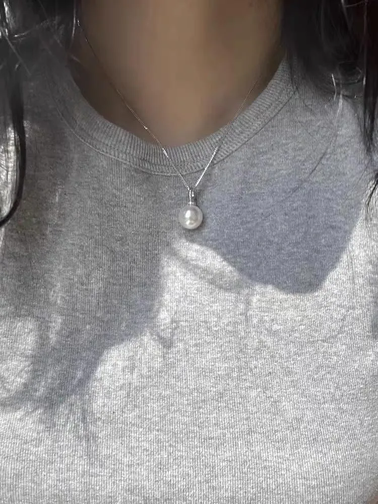 White 12MM Single Pearl Necklace Pendants | One Pearl Pendant Necklace with a pearl Jewelry | Pearl drop Necklace | Silver Pearl Necklaces for Women | Mother's Day Gift, Birthday Gift, Graduation Gift