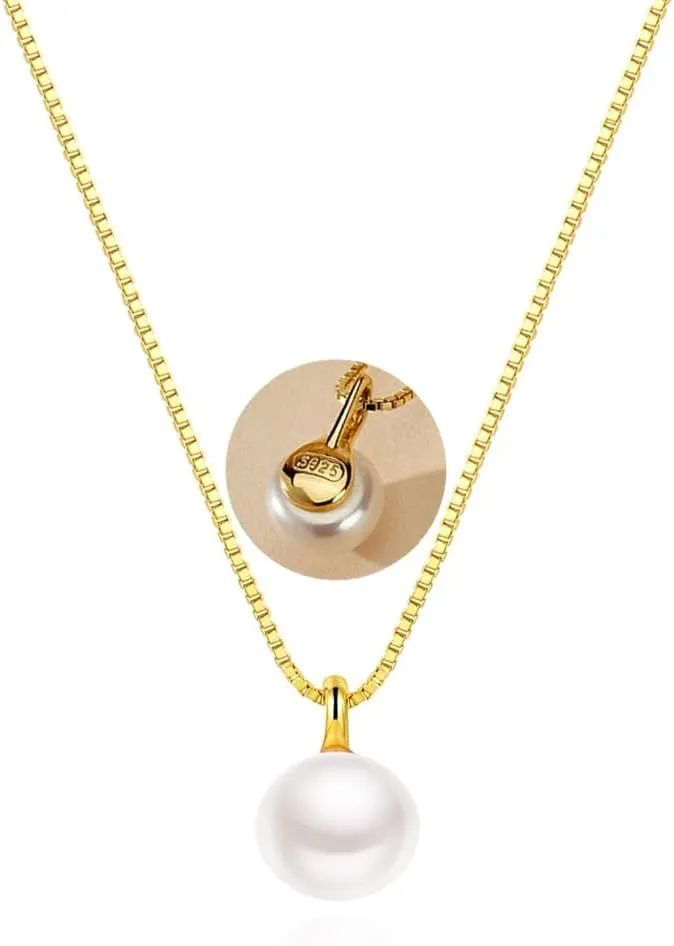 White 12MM Single Pearl Necklace Pendants | One Pearl Pendant Necklace with a pearl Jewelry | Pearl drop Necklace | Silver Pearl Necklaces for Women | Mother's Day Gift, Birthday Gift, Graduation Gift