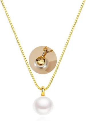 White 12MM Single Pearl Necklace Pendants | One Pearl Pendant Necklace with a pearl Jewelry | Pearl drop Necklace | Silver Pearl Necklaces for Women | Mother's Day Gift, Birthday Gift, Graduation Gift