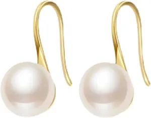 White Pearl Dangle Drop Earrings for Women Simple Classic High Heel Imitate Pearl Lightweight Dainty Minimalist Hoop Earrings for Wedding Bride Party Fashion Jewelry Gifts
