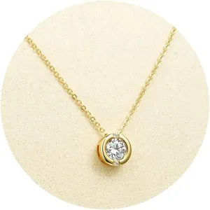 WOAINI 1 Carat Moissanite Solitaire Pendant Necklace in 925 Sterling Silver, Adjustable Necklaces Pendant Bezel-Set with Moissanite, 18" 2", Diamond-Alternative Jewelry Gift for Women