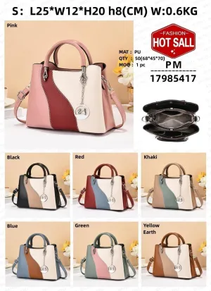 Women Contrast Simple Top Handle Bags Stitching Totes Satchel Shoulder Bag For Ladies Pu Leather Handbag Wallets