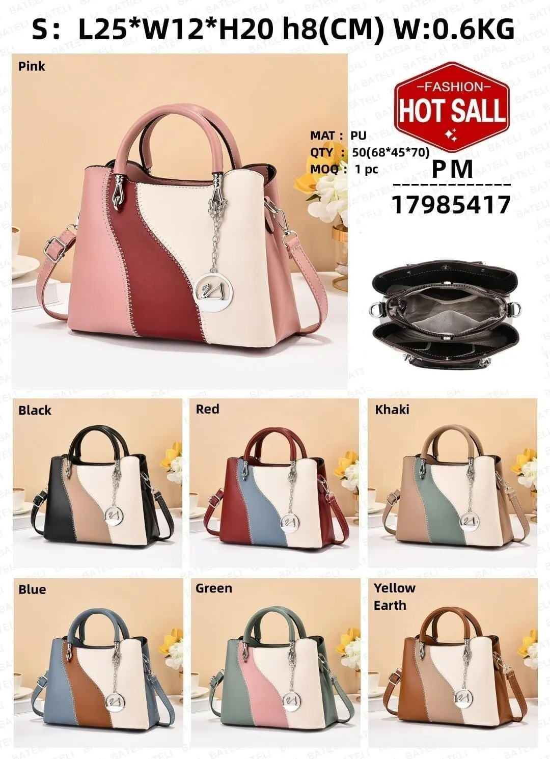 Women Contrast Simple Top Handle Bags Stitching Totes Satchel Shoulder Bag For Ladies Pu Leather Handbag Wallets