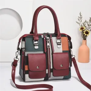 Women Handbags Shoulder Bags, Satchel Tote Bag, Luxury Vintage Shoulder Bags For Women Multi-Pocket Pu Leather Crossbody Bag Messenger Handbag Totes Purse (Color : Winered, Size : 24x14x23cm)