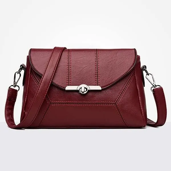 Women Handbags Shoulder Bags, Satchel Tote Bag, Solid Color PU Leather Women Bags mama Fashion Shoulder Bag Lady Handbag Totes Female Messenger Bag Purse (Color : Wine red, Size : 26X10X17cm)