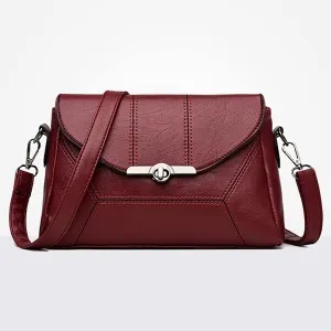Women Handbags Shoulder Bags, Satchel Tote Bag, Solid Color PU Leather Women Bags mama Fashion Shoulder Bag Lady Handbag Totes Female Messenger Bag Purse (Color : Wine red, Size : 26X10X17cm)