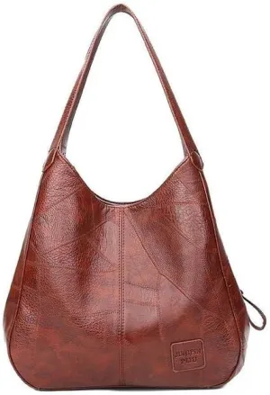 Women Handbags Shoulder Bags, Satchel Tote Bag, Vintage Large Capacity Shoulder Bags for Women Retro PU Leather Handbag Totes Solid Color Fashion Hand Bag Pack ( Color : Brown , Size : 28x12x30cm )