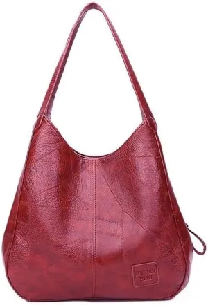 Women Handbags Shoulder Bags, Satchel Tote Bag, Vintage Large Capacity Shoulder Bags for Women Retro PU Leather Handbag Totes Solid Color Fashion Hand Bag Pack ( Color : Winered , Size : 28x12x30cm )