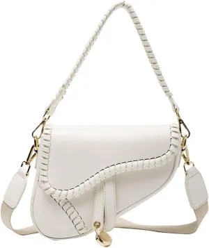 Women Small Saddle Shoulder Bag,Trendy Crossbody Bag Clutch Purse,PU Leather Satchel Bags Handbag