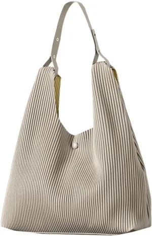 Women Soft Vegan Leather Handbags Fashion Shoulder Totes Large Bucket Hobo Purse Pleated Top Handle Satchel