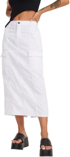 Women Y2k Cargo Long Skirt Baggy Drawstring Skirt Ruched Midi Skirt with Pocket E-Girl Vintage Harajuku Streetwear