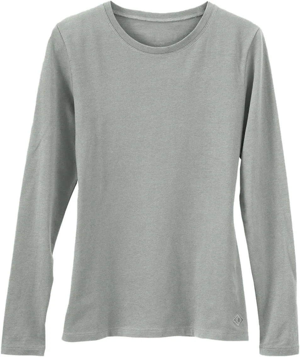 Women's 100% Organic Pima Cotton Relaxed Long Sleeve Crew Neck T-Shirt