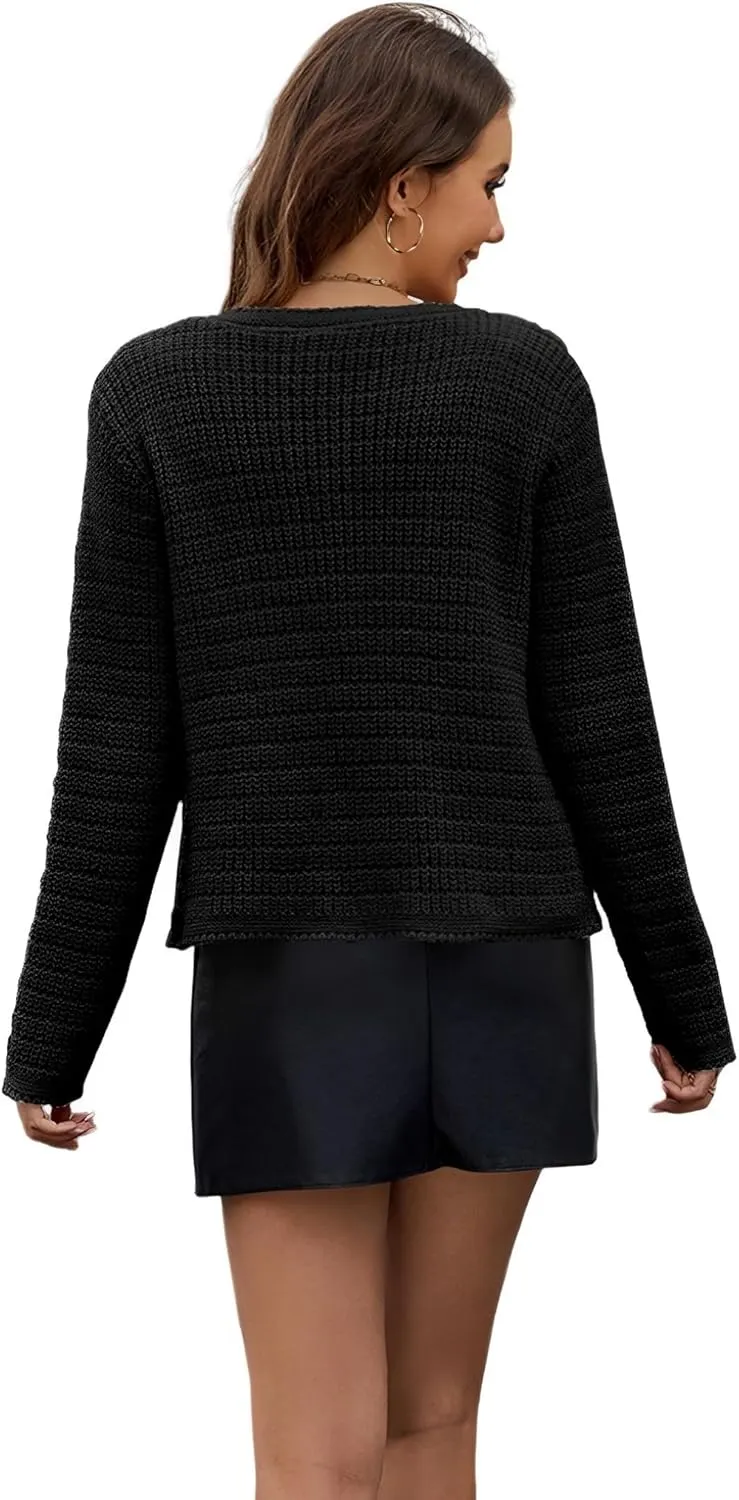 Women's Cardigan Sweater Button Down Knit Jackets Cropped Cardigans Fall Trendy