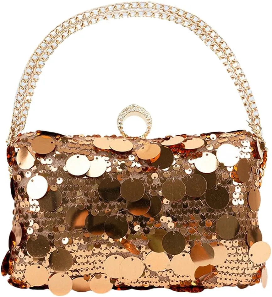 Womens Chic Evening Clutch Bag Y2k Sparkly Glitter Sequin Purse Small Totes Handbag Satchel Dinner Party Wedding