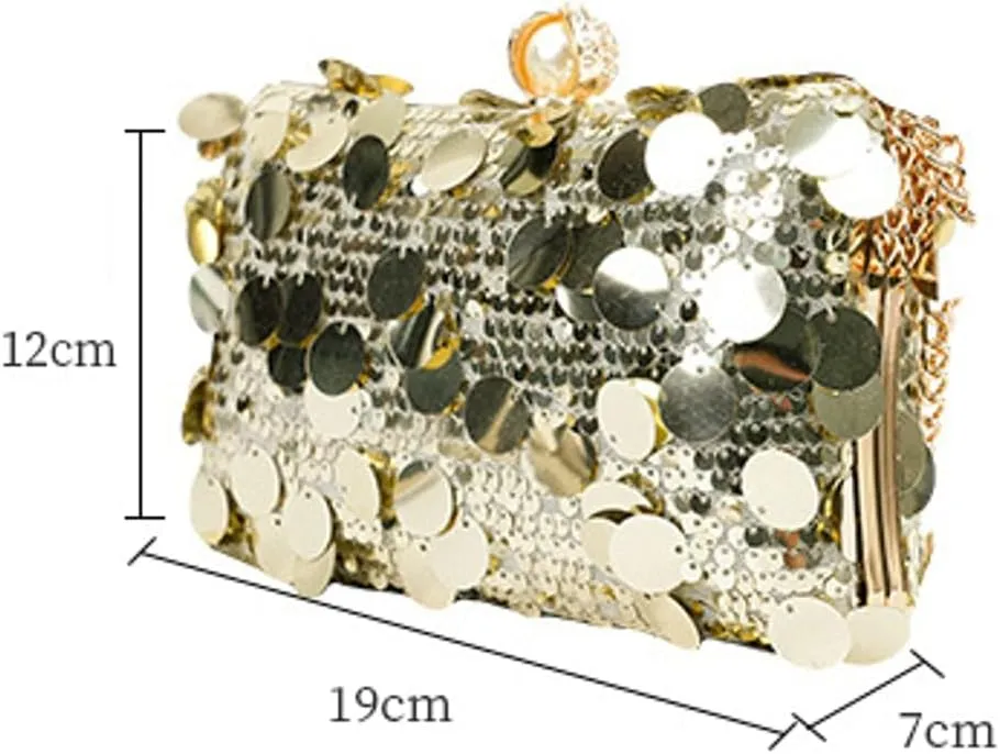 Womens Chic Evening Clutch Bag Y2k Sparkly Glitter Sequin Purse Small Totes Handbag Satchel Dinner Party Wedding