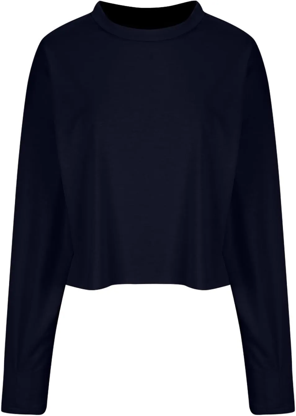 Womens Cropped Sweatshirts 2024 Fall Fashion Clothes Teen Girl Long Sleeve Oversized Crewneck Crop Pullover Tops