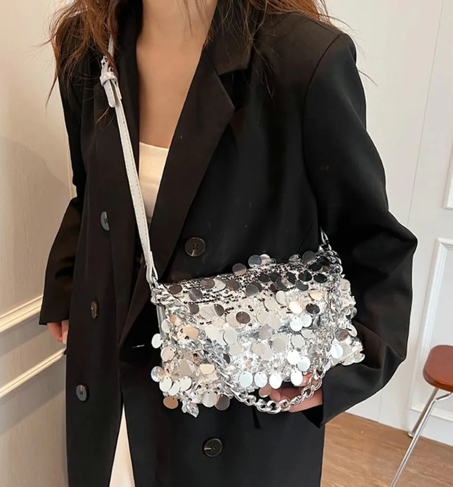 Womens Fashion Evening Clutch Purse Y2k Sparkly Glitter Sequin Shoulder Crossbody Bag Totes Satchel Wedding Party