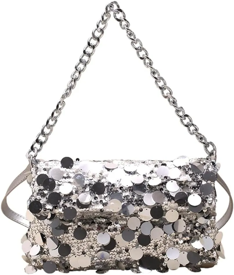Womens Fashion Evening Clutch Purse Y2k Sparkly Glitter Sequin Shoulder Crossbody Bag Totes Satchel Wedding Party
