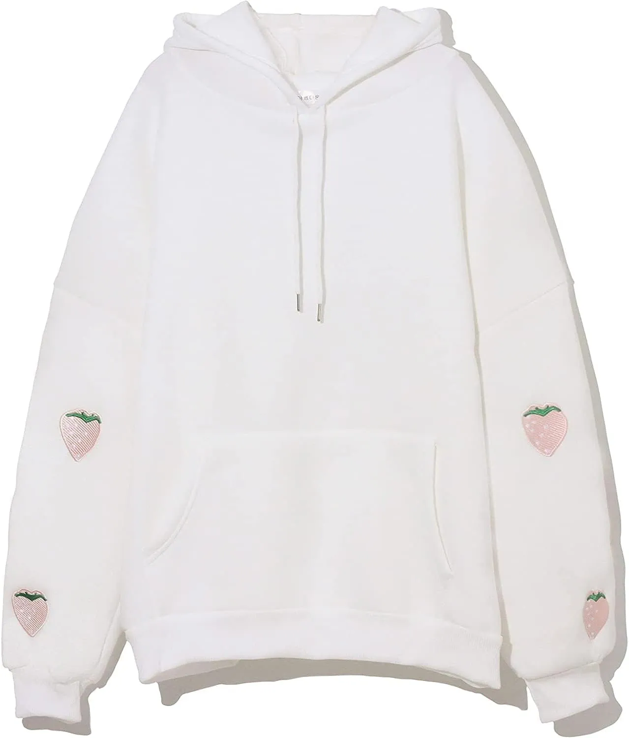 Womens Fashion Hoodies Strawberry Embroidery Trendy Hoodies Pullover Fall Winter Oversized Sweatshirt
