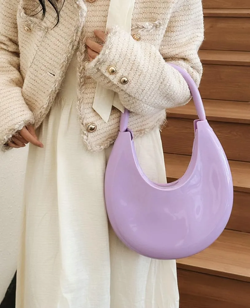 Womens Fashion Jelly Handbags Y2k rescent Shoulder Bag Small Totes Purse Armpit Satchel Summer Cute Clutch