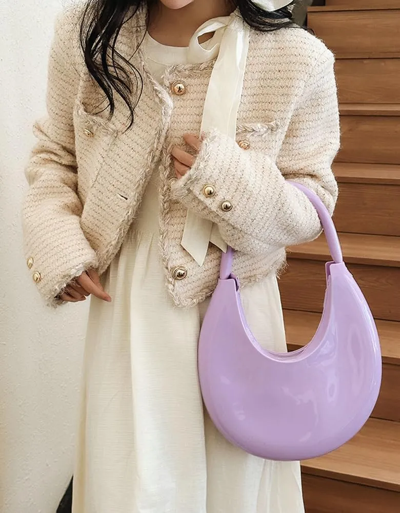 Womens Fashion Jelly Handbags Y2k rescent Shoulder Bag Small Totes Purse Armpit Satchel Summer Cute Clutch