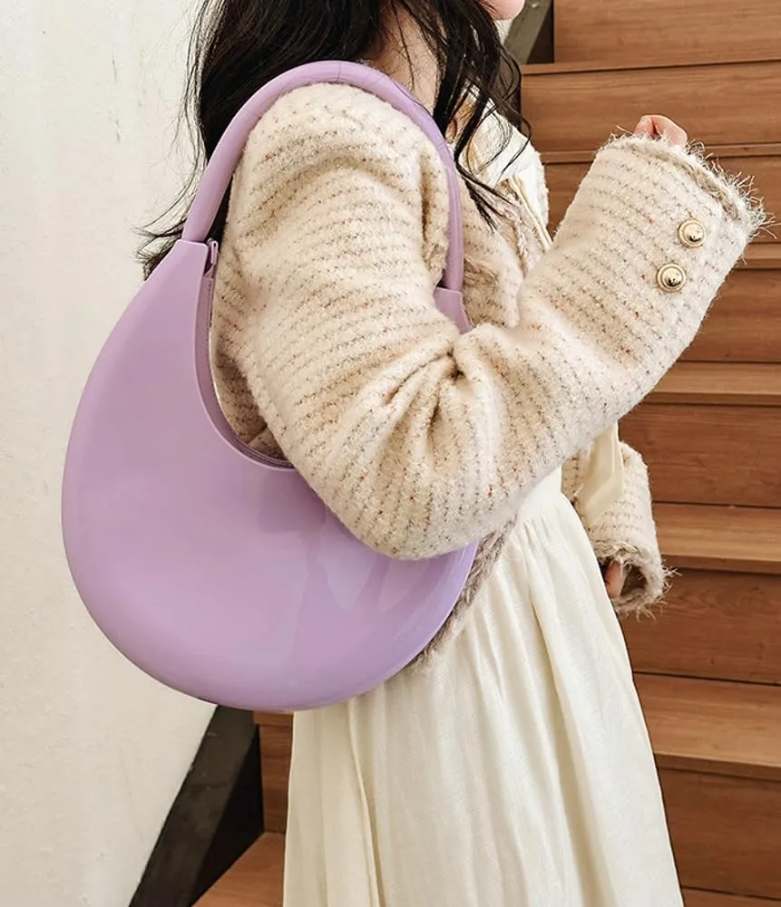 Womens Fashion Jelly Handbags Y2k rescent Shoulder Bag Small Totes Purse Armpit Satchel Summer Cute Clutch