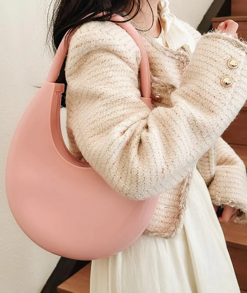 Womens Fashion Jelly Handbags Y2k rescent Shoulder Bag Small Totes Purse Armpit Satchel Summer Cute Clutch