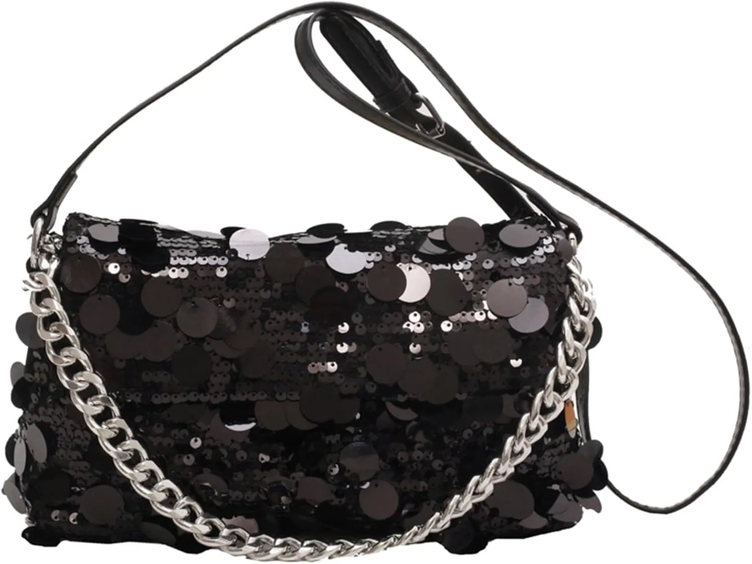 Women's Glitter Sequin Evening Bag Shiny Clutch Chain Shoulder Bag Fashion Crossbody Handbag for Prom Party Weddingbag1830OWOISS