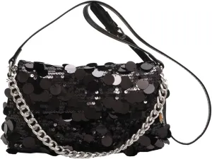 Women's Glitter Sequin Evening Bag Shiny Clutch Chain Shoulder Bag Fashion Crossbody Handbag for Prom Party Weddingbag1830OWOISS