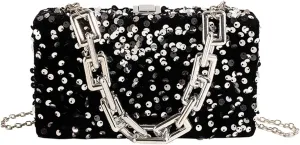 Women's Glitter Sequin Satchel Retro Evening Shoulder Bag Party Clutch Wedding Purse Fashion Crossbody Prom Handbagbag1867OWOISS