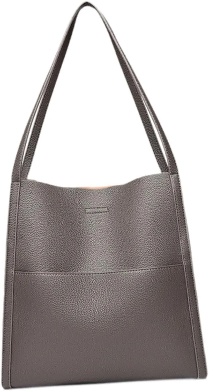 Women's Leather Shoulder Bag Satchel Trendy Bucket Bag for Outdoor Vacation Work