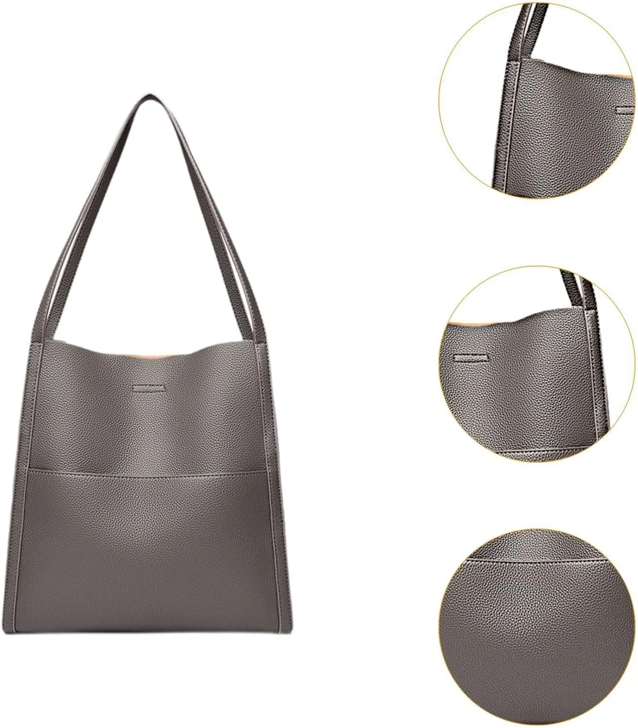 Women's Leather Shoulder Bag Satchel Trendy Bucket Bag for Outdoor Vacation Work