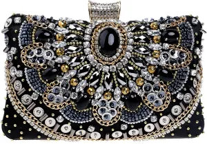 Women's Multicolor Rhinestone Clutch Purse Vintage Sparkly Evening Bag Prom Wedding Party Shoulder Bag luxury Handbagbag894OWOISS