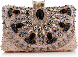 Women's Multicolor Rhinestone Clutch Purse Vintage Sparkly Evening Bag Prom Wedding Party Shoulder Bag luxury Handbagbag896OWOISS