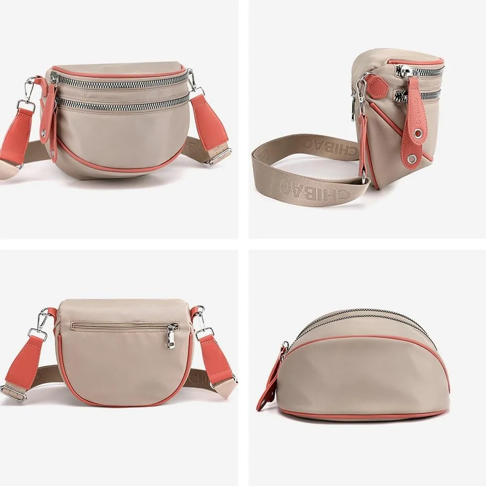 Womens Nylon Crossbody Shoulder Bags Small Shell Purse Totes Handbag Lightweight Double Zippr Phone Pouch Satchel