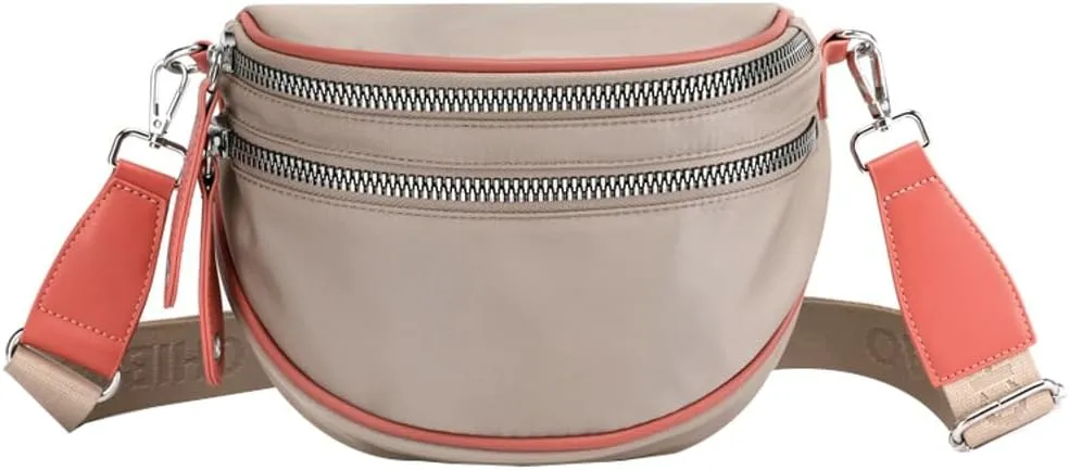 Womens Nylon Crossbody Shoulder Bags Small Shell Purse Totes Handbag Lightweight Double Zippr Phone Pouch Satchel