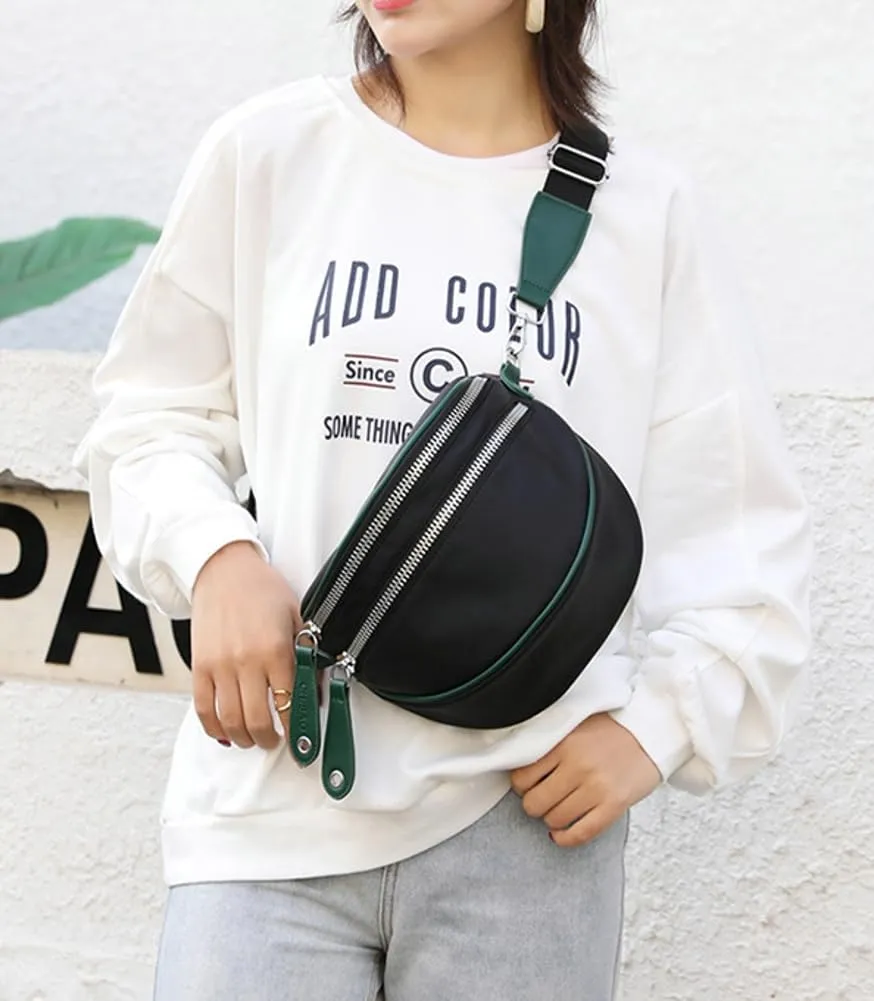 Womens Nylon Crossbody Shoulder Bags Small Shell Purse Totes Handbag Lightweight Double Zippr Phone Pouch Satchel