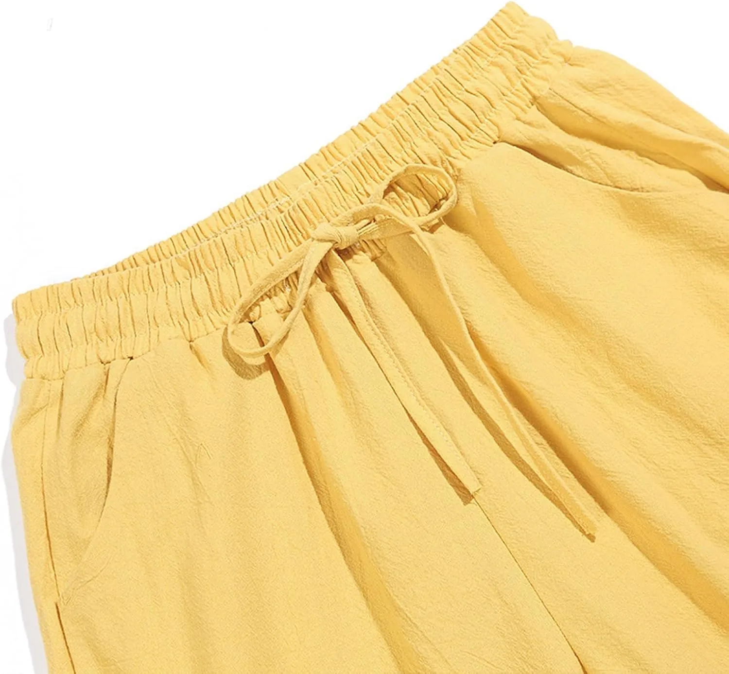 Women's Pants, Breathable Linen Casual Pants Straight Leg Peasant Trendy Cotton Drawstring