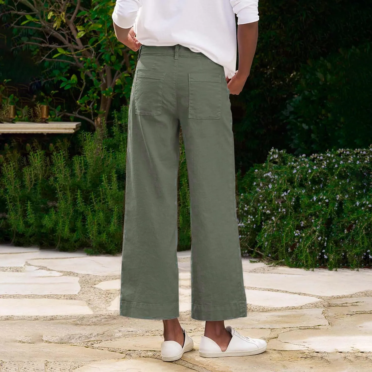 Women's Pants, Straight Leg Linen Peasant Pants Casual Sweatpants Wide Stretchy Trendy