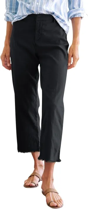 Women's Pants, Trendy Casual Linen Straight Leg Peasant Pants 2025 Flwoy Stretchy