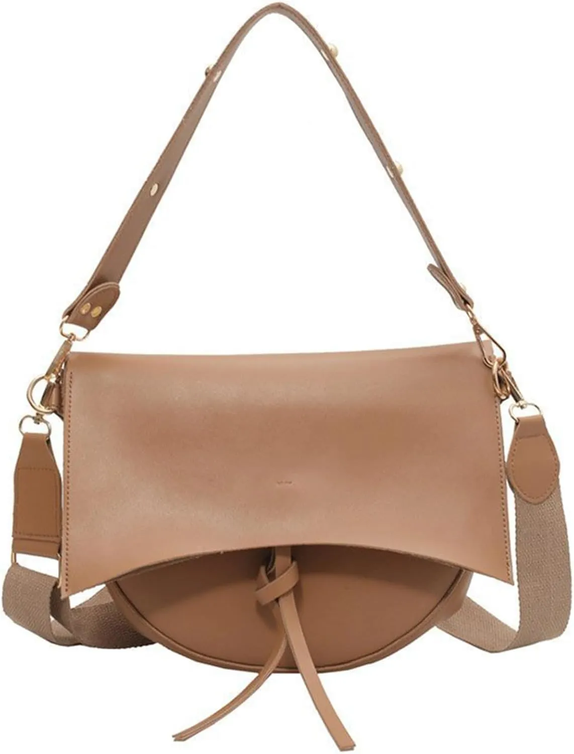 Women's PU Leather Crossbody Bag Wide Strap Satchel Shoulder Bag Large Saddle Flap Tote Designer Handbag and Pursebag1838OWOISS