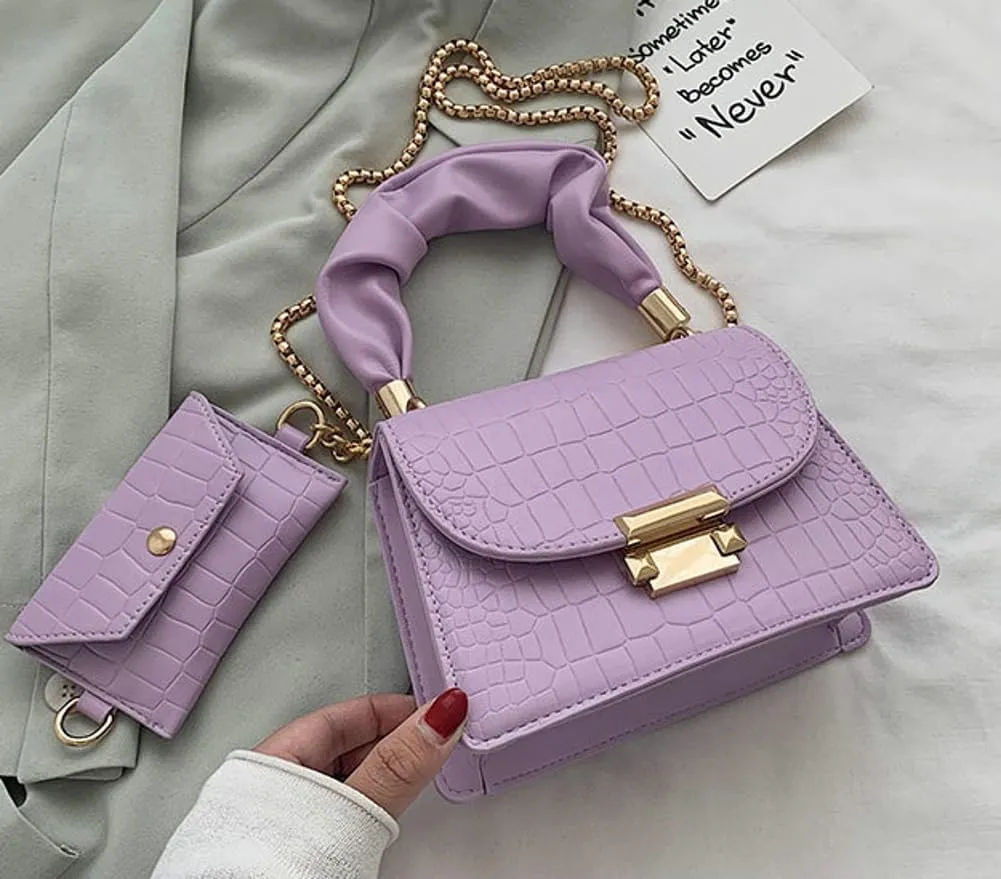 Womens PU Leather Purses Luxury Handbag Flap Shoulder Crossbody Satchel Crocodile Pattern Clutch Ladies Totes