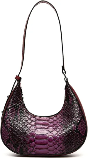 Women's PU Leather Satchel Vintage Snake Print Handbags Crescent Bags Small Clutch Purses Ladies Stylish Shoulder Bagsbag1258OWOISS
