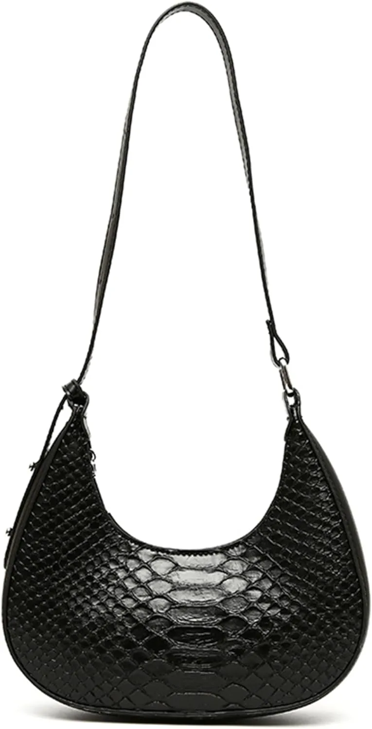Women's PU Leather Satchel Vintage Snake Print Handbags Crescent Bags Small Clutch Purses Ladies Stylish Shoulder Bagsbag1263OWOISS