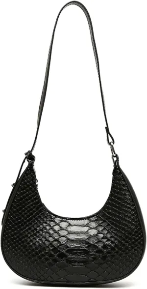 Women's PU Leather Satchel Vintage Snake Print Handbags Crescent Bags Small Clutch Purses Ladies Stylish Shoulder Bagsbag1263OWOISS