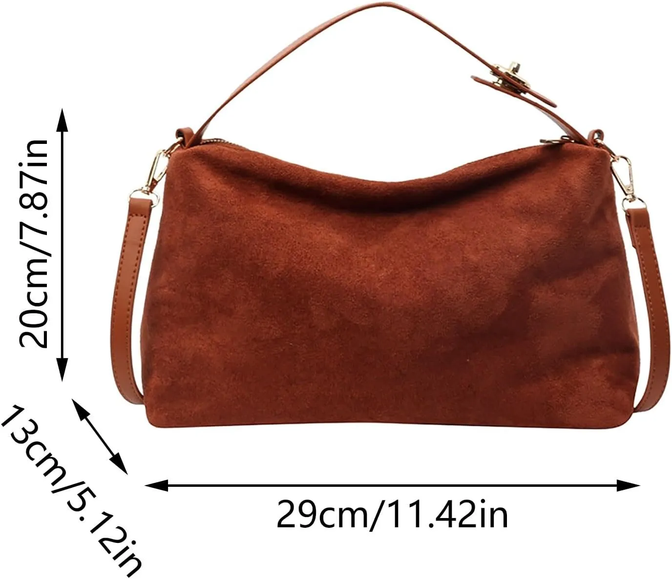 Womens Purse,Evening Clutch,Suede Shoulder Bags for Women Retro Fall Clutch Saddle Bag Small Tote Bag Satchels Work Purses Slouchy Crescent Handbag