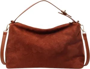 Womens Purse,Evening Clutch,Suede Shoulder Bags for Women Retro Fall Clutch Saddle Bag Small Tote Bag Satchels Work Purses Slouchy Crescent Handbag